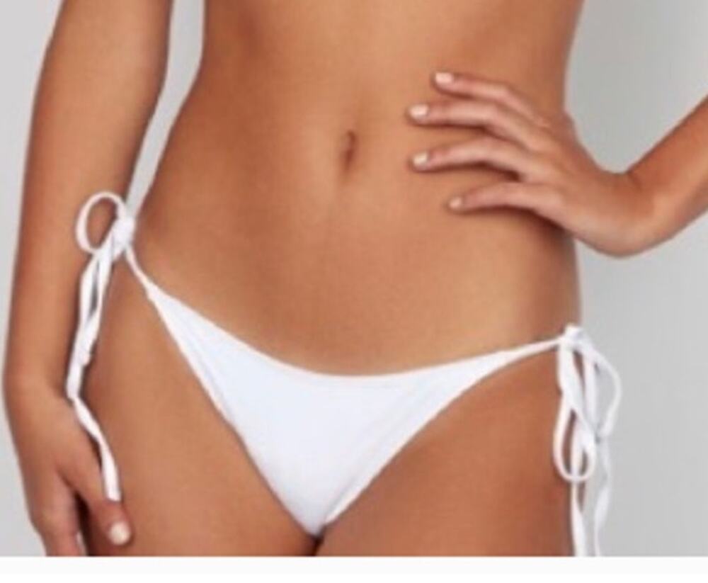 Frederick’s of Hollywood Bikini Bottom Large White Cheeky Side Tie Swimwear Pool